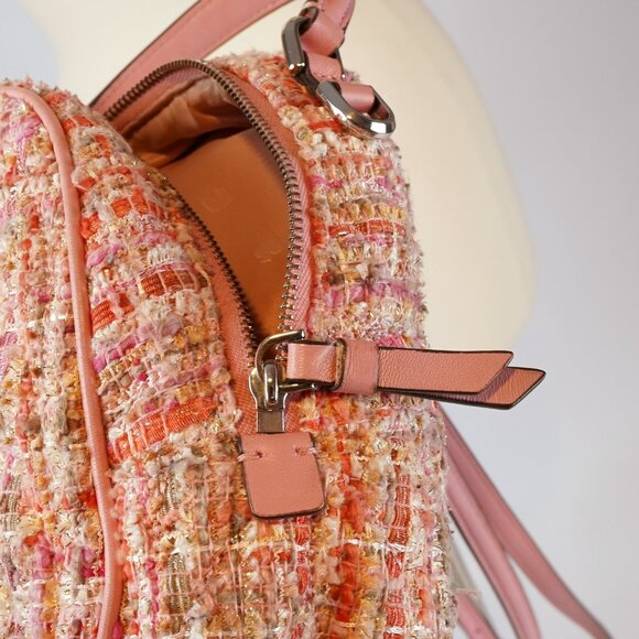 Kate Spade Briar Lane Mini Quilted Pink Tweed Leather Convertible Backpack - Picture 7 of 8